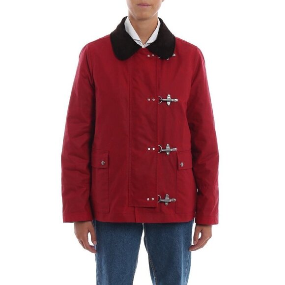 NEW FAY 4 GANCI Women's Red Iconic Jacket Coat Waxed Canvas Italy Size XS $1350 - Picture 1 of 9